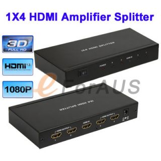 Port HDMI Audio Video 1080p HD Splitter Amplifier Multiplier Box