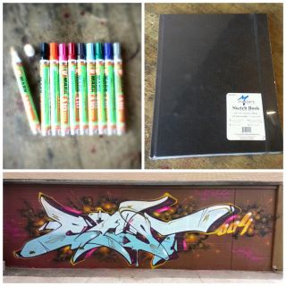 10 Paint Markers with Sketch Book Graffiti Montana Krink Deco Ironlak