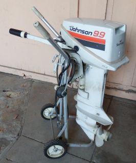 1979 Johnson Tiller 9 9 Sea Horse Outboard Motor with Stand and Cover