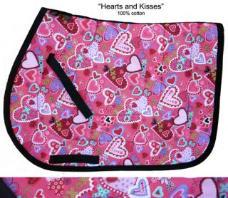 Hearts and Kisses Pink English All Purpose Saddle Pad Cute Designer