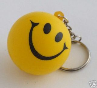 Mardi Gras Smiley Face Keychain Soft Yellow Bouncy Fun