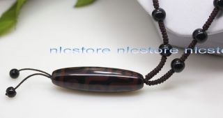  Dzi Beads Heaven Agate Gemstone Pendant Adjustable Necklace