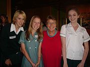 Helen Reddy in early 2007 with students at a Womens Leadership