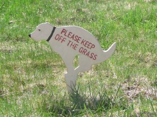 Dog Sign Stake Keep Off Grass New Cast Iron Poop Yard G