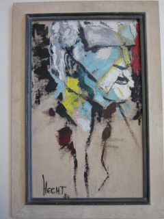 Hecht 1950s Mid Century Expressionism Painting Portrait Abstract