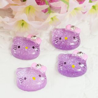   Glitter Hello Kitty Cats Flat back appliques Cabochon Buttons T71