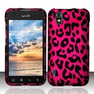 Pink Leopard Rubberized Hard Protector Case Snap on Phone Cover for