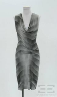 Helmut Lang Grey Print Jersey Sleeveless Cowl Neck Dress Size P