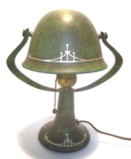  Heintz Helmet Lamp Green Patina