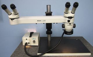  Heerbrugg 355110 Dual View Microscope w M3 Head 6 4x 16x 40x AG Heinze