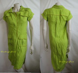 Oscar de La Renta Chartreuse Silk Faille Shirt Dress