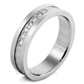  12 Mens Silver Stainless Steel Greek Rings Wedding Band VE371