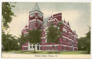 Greeley School Peoria Illinois IL Postcard