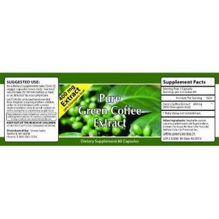 400 mg PURE Green Coffee Bean Extract 60 Capsules BELLY FAT LOSS Seen