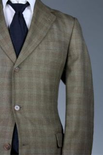 Hart Schaffner Marx Brown Check Plaid Tweed 43 R Wool 3 Button Blazer