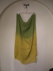  FISHER Linen Silk Wrap Scarf in CITRUS / GREENGRASS Ombre one size