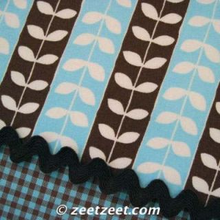 Robert Kaufman Mingle Leafy Stripe Brown Blue Fabric