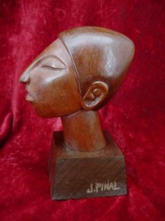 Orig Jose Pinal Wood Carved Sculpture Bust Folk Art 8 Listed Artist
