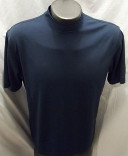 Greg Norman Golf Short Sleeve Shirt Mock Golf Size Large L Navy Blue