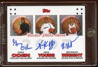2007 Topps Triple Auto RC Greg Oden Nick Young B Wright