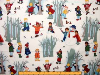 2002 Alexander Henry Christmas Winter Children Playing Snow Fabric FQ
