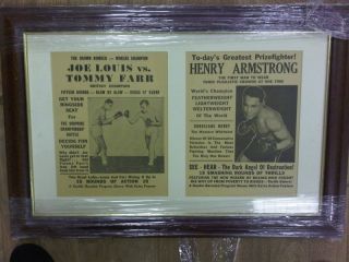Joe Louis Vtommy Farr Henry Armstrong Framed Clipings