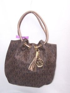 Michael Kors Brown Monogram Marina Shoulder Hobo Handbag 428