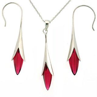Silver Swarovski Crystal Red Ruby Birthstone Necklace