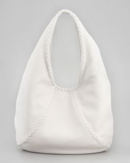 L03CF Bottega Veneta Cervo Medium Open Shoulder Hobo Bag, Bright White