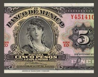 PESOS Banknote of MEXICO   1954 EO   GYPSY Woman ( La Gitana