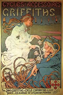 BICYCLE GRIFFITHS ACCESSORIES GIRL FRENCH PARIS VINTAGE POSTER REPRO