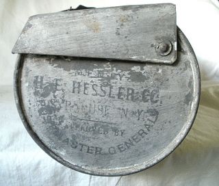 Unusual Vintage Hessler Galvanized Metal Mailbox, Tube Shape
