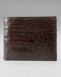 Santiago Gonzalez Crocodile Bi Fold Wallet, Brown   