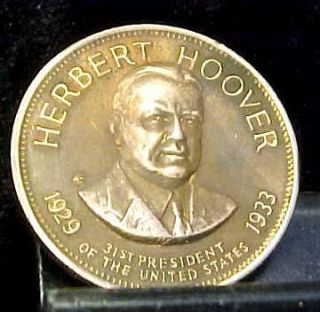 Herbert Hoover 13th President of USA 1929 1933 Token 8635