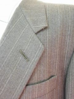 Hickey Freeman Brown Striped 100% Wool Jacket 40 R Fully Canvased [877