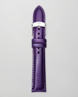 Michele 18mm Patent Leather Watch Strap, Purple   