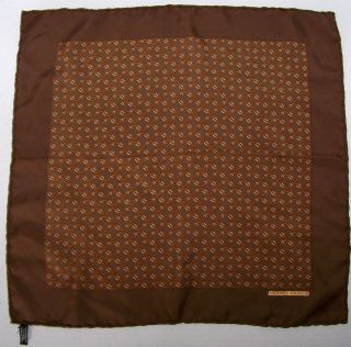 Hermes Brown Tan Belt Theme 100 Silk Pocket Square France