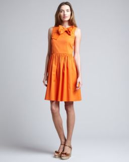 Front Bow Full Skirt Dress, Mandarin