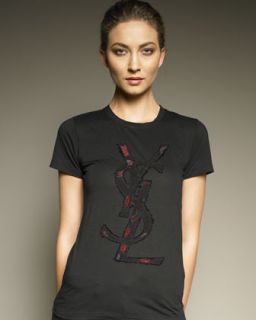 Yves Saint Laurent YSL Rose Applique Logo Tee   