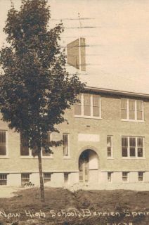 Berrien Springs MI New High School 1916 RPPC Postcard Machine Cancel C