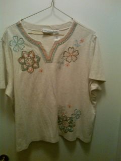 Alfred Dunner plus size 3x floral embroidered blouse shirt top