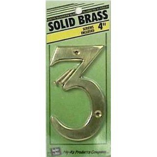 House Number  4 Inches Solid Brass #3   