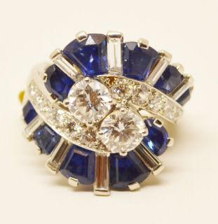 Vintage Oscar Heyman Sapphire and Diamond Ladies Womans Sz 6 3 4 Ring
