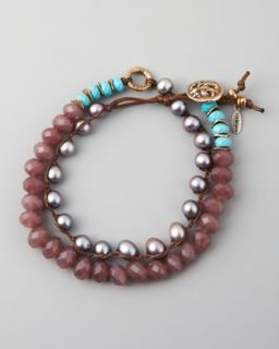 Love Heals Turquoise, Pearl & Crystal Bracelet, Purple   