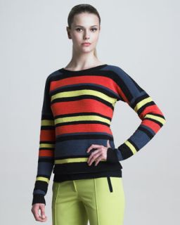 B1ZKE Jason Wu Crochet Striped Pullover