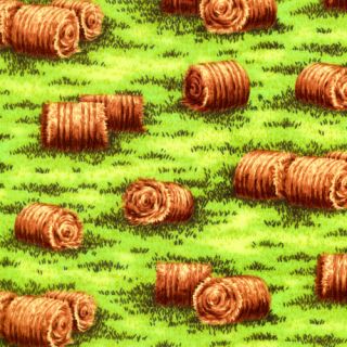  Farmer Ranch Haybales Round Hay Bales Novelty Quilting Fabric