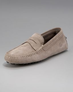 Lacoste Concourse Suede Penny Driver, Light Brown   
