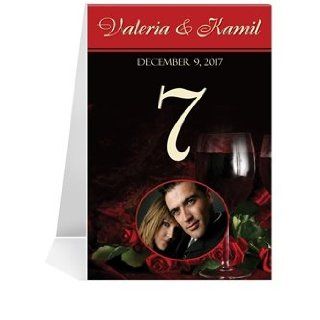 Photo Table Number Cards   Red Roses & Red Wine #1 Thru