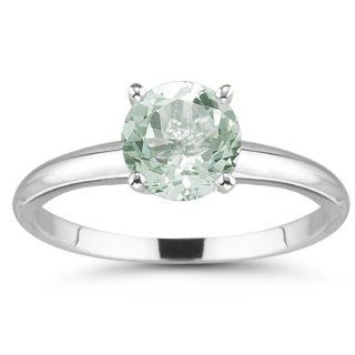 4.00 Cts Green Amethyst Solitaire Ring in Platinum 4.5