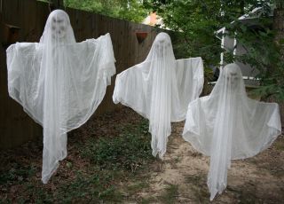 53 Hanging Sheer Ghosts Halloween Haunt Props